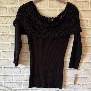 Iz Byer Off-the-Shoulder Black Sweater